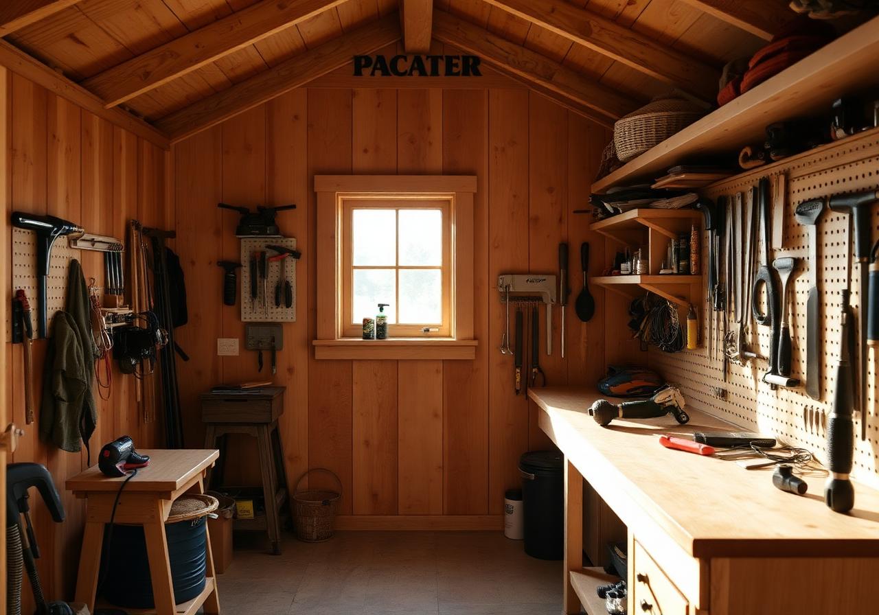 Inside a finished workshop shed